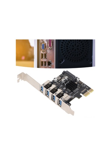 Geeroyoo Vl805 Kontrolcü 4 Port Usb 3.0 Pcıe Gen3 X1 X4/x8/x16 Uyumlu 5gbps Hızlı Veri Aktarım Kartı, Bağımsız Koruma Sigortası Ve Sata Güç Kaynağı