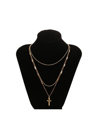 Kadın El Yapımı Çoklu Zincirler Çapraz Kolye Kolye Altın Çok Renkli