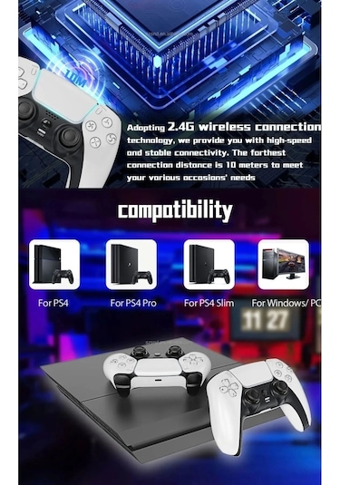 P4 Plus Bluetooth Titreşimli Ps4/ps5 Uyumlu Pc Telefon Joystick Kablosuz Oyun Kolu