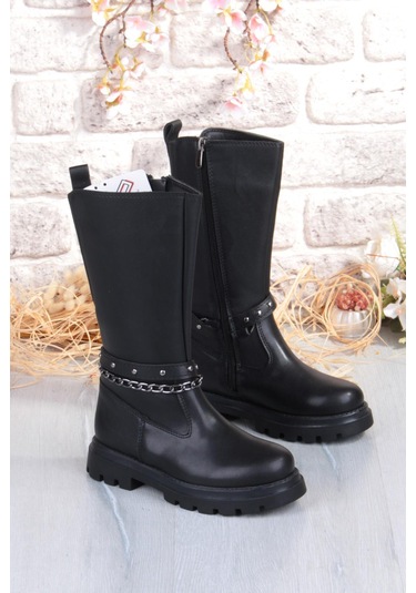 Fort Cool Paris Anatomik Sıcak Astar Kaymaz Taban Kız Çocuk Çizme Siyah