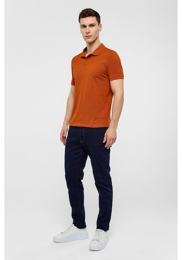 SÜVARİ Kiremit Slim Düz Polo Yaka Tişört-38585 KIREMIT