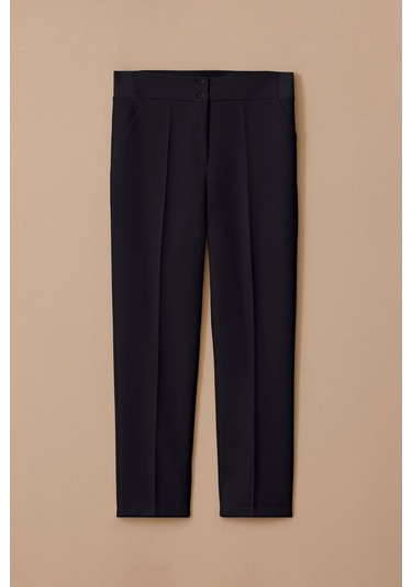 Kadın Büyük Beden Çift Düğmeli Bilek Boy Pantolon - Lacivert Lacivert