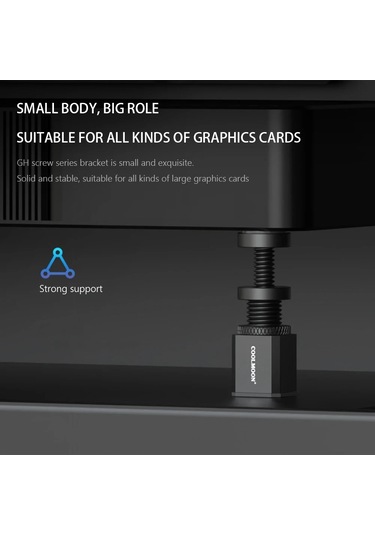 Sones Coolmoon Grafik Kartı Standı Masaüstü Bilgisayar Grafik Kartı Dikey Üst Destek Braketi Vida Teleskopik Destek Çubukları, Ayarlanabilir Yükseklik: 5-8 Cm Siyah