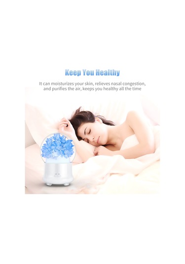 Geeksen Evde Kullanımı İçin Mavi Hortensya Ebedi Çiçekli 7 Renkli Gece Lambalı, Otomatik Kapanma Özelliği Li Kıd Yağ Dağıtıci Nemlendirici