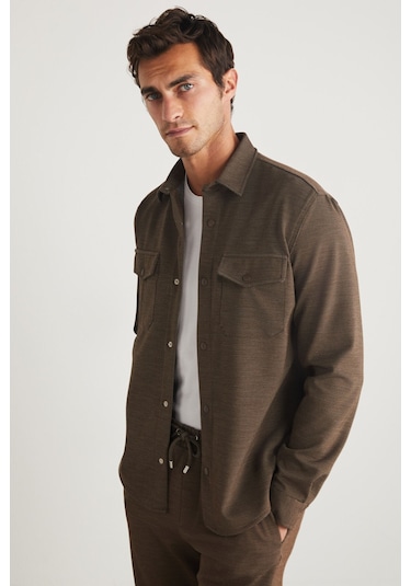 Jones Erkek Özel Pike Görünümlü Kalın Kumaşlı Kapalı Cepli Çıtçıtlı Bej Ceket