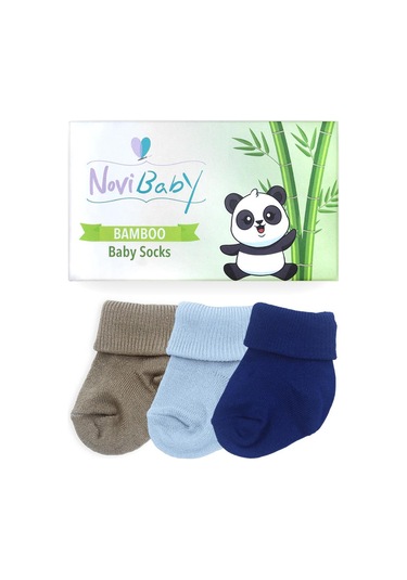 Novibaby 3'lü Bambu Yenidoğan Bebek Çorabı I Coastal Sea I 0-6 ay "Karışık Renkli"
