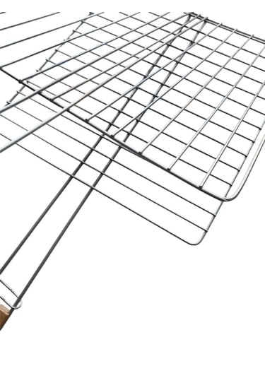 Mobilreyon Mangal Barbekü Izgarası,ahşap Saplı Tel Izgara 30 30cm