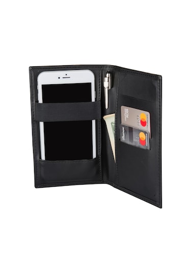2K DERİ KALEMLİK NOTLUK CÜZDAN TELEFON CEPLİ KLM-1 SİYAH 11X17,5 CM