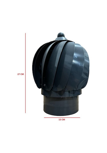 Esmatik-bacamatik-rüzgar Gülü / Çap: 13 Cm / Mat Siyah Boyalı / Baba's Stove