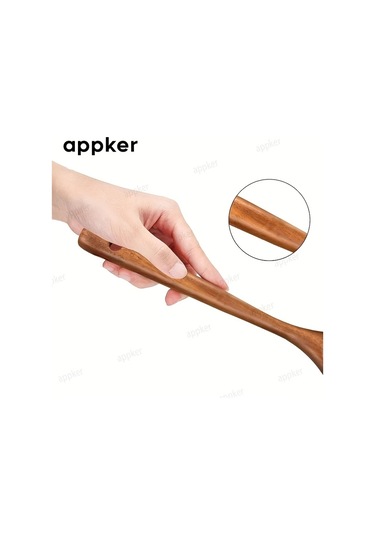 Brightnova Appker Akasya Ahşap Spatula Seti Wooden Shovel Yapışmaz Yemek Güvenli Pişirme Karıştırma Kızartma Düz Ve Delikli Spatula Ahşap