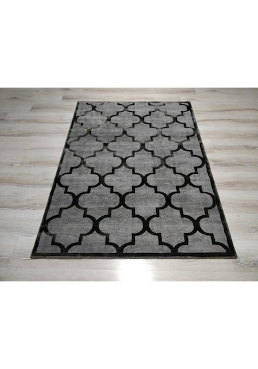 Eko Halı Como Cm04 Gri Siyah Modern Halı 120X170 Cm