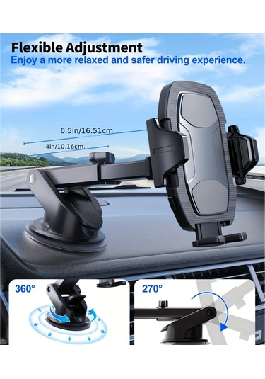 Tcherchı Yapışkan Pedli Ve Döndürülebilir Ayarlanabilir Araç Telefonu Tutucu