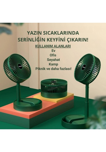 Polham 1200mah Şarjlı Katlanabilir Telefon Stantlı Masaüstü Serinletici Vantilatör Fan, Katlanır Fan