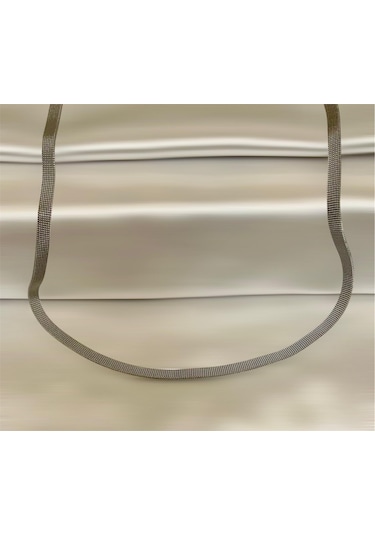 İtalyan Model Hasır Kordon Çelik Silver Unisex Kolye 65 Cm
