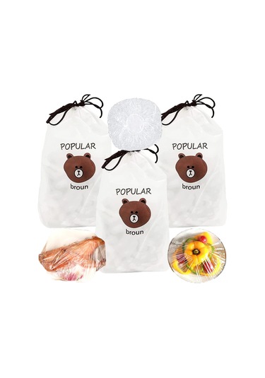 Youmex 300 Adet Yeniden Kullanılabilir Yenilebilir Pe Mutfak Yemek Muhafaza Örtüsü - Genişletilebilir 42cm Şeffaf