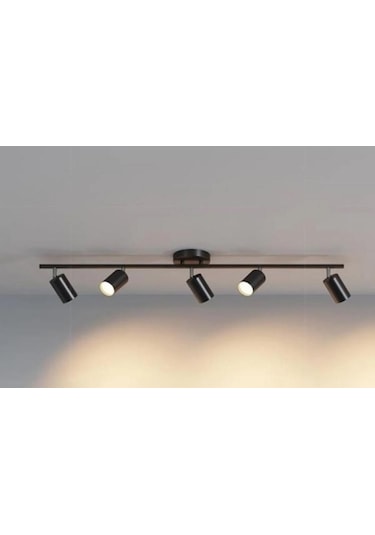 Rsylight Metal Modern 5 Li Siyah Led Spot Avize Günışığı Ampullü Siyah