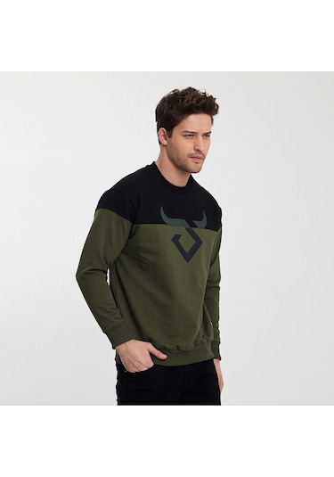 Twobull HELSİNKİ Erkek  Siyah / Haki Sweatshirt