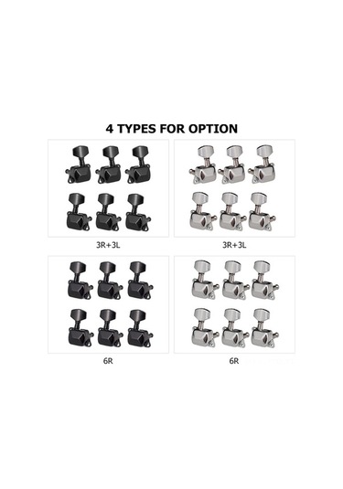 Trendooze Yüksek Performanslı 6 Saplı Yarı Kapalı Elektro Gitar Akort Anahtarı - Siyah, Unik Tasarım