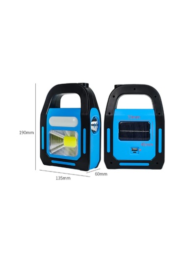 Sekatech Solar Işıldak Fener Taşınabilir Güneş Enerjili Ve Usb Mavi