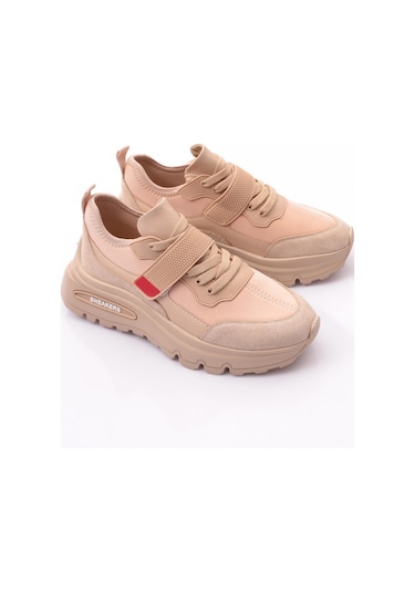 Dgn 081 Kadin Üstü Yazili Spor Ayakkabi 081-2252-R0152 Bej