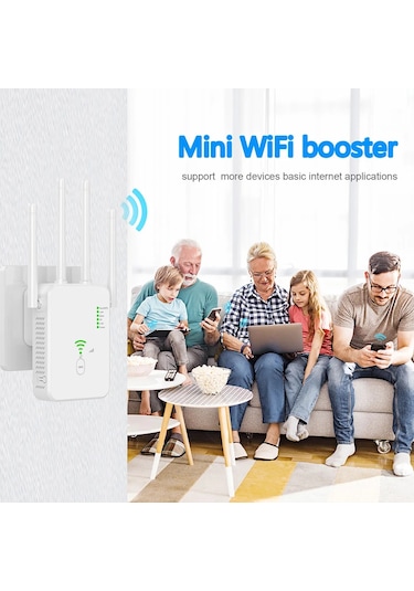 1200 Mbps Kablosuz Wifi Tekrarlayıcı Wifi Sinyal Güçlendirici Çift Bantlı 2.4g Black Bize Fiş