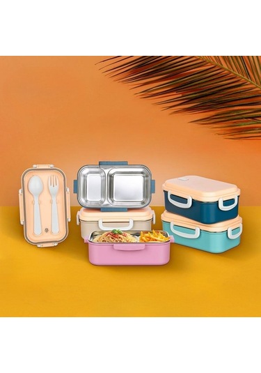 Buffer 2 Bölmeli 150-300 Ml Paslanmaz Çelik Yemek Kabı Beslenme Kabı Yiyecek Saklama Kabı -m11 Çok Renkli