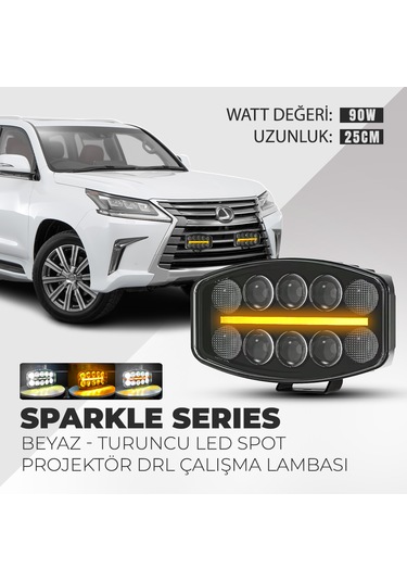 Sparkle 10'' Beyaz Turuncu Led Spot Projektör Çalışma Lambası