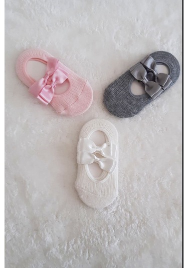 3lü Kız Bebek Fiyoklu Babet Çorap Pamuklu Çapraz Bantlı Esnek 001