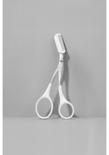 Çelik Mini Taraklı Kaş Makası Beyaz