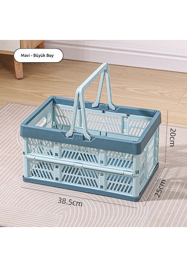 Snapbuy Katlanır Sepet, Alışveriş, Piknik, Market, Taşıma, Depolama Ve Kamp İçin Uygundur Büyük Beden Mavi