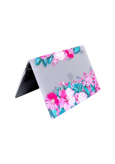 Macbook Uyumlu Air M1 Kılıf 13 İnç Kristal Flower07nl Touchıd'li M1 Air A2337 A2179 A1932 İle Uyumlu Açık Pembe