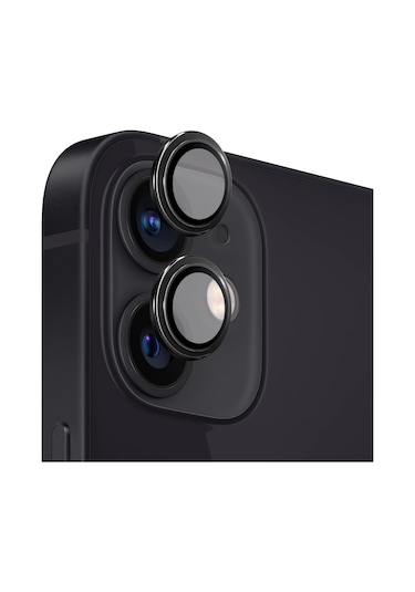 Safeus Safir Temperli Kamera Lens Koruyucu Apple Uyumlu iPhone 12 Ve Mini İle Siyah