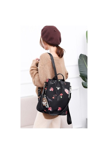 Xianwen Oloey Yeni Kadın Sokak Modası Baskılı Sırt Çantası Fuşya