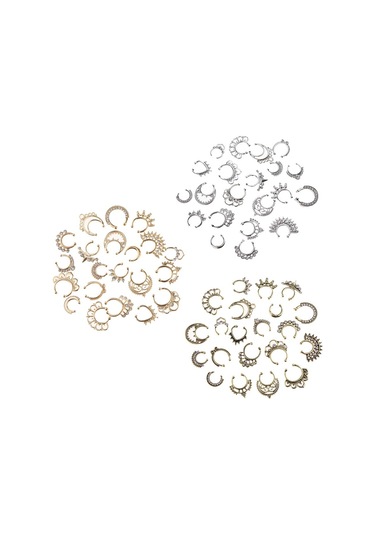 Suntek 21 Parça Kristal Sahte Septum Clicker Burun Antik-bronz Açık Mor