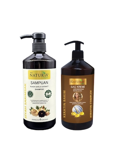Naturix Siyah Sarımsak Şampuanı 600 ML + Keratin Bakım Kremi 500 ML