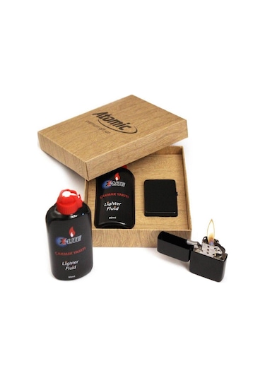 Atomic Benzinli Çakmak Benzin Seti Küba Bayraklı