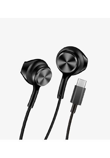 Linktech Ekstra Bass Kablolu Kulaklık , Linktech H75 Siyah Type-c Mikrofonlu Metal Kablolu Kulaklık Universal