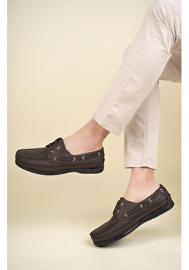 Muggo Miller Garantili Hakiki Deri Erkek Günlük Klasik Casual Ayakkabı Kahverengi