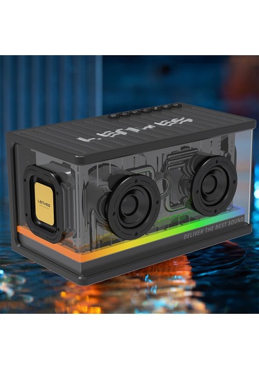 Lenyes S839 Rgb Işıklı Taşınabilir Tws Bluetooth Hoparlör V5.2 Siyah