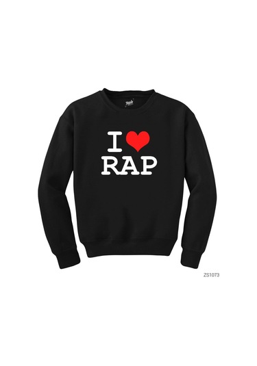 I Love Rap Siyah Unisex Sweatshirt Siyah