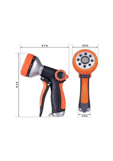 Başparmak Kontrollü 8 Modlu Bahçe Hortumu Başlığı 8267 Siyah