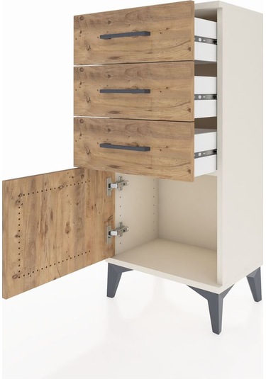 Arges Komodin 3 Çekmeceli Tek Kapaklı 44x30x96 Aytaşı-çam Aytaşı