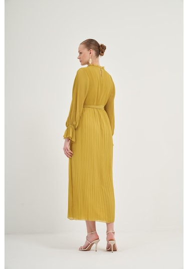FTZ Women Ftz Plise Şifon Elbise Kivi 31019 Kivi Yeşil