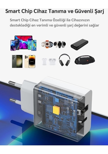 OnePlus 5 Uyumlu 25W Ultra Hızlı Çoklu Şarj Cihazı Adaptör İthalatçı Garantili