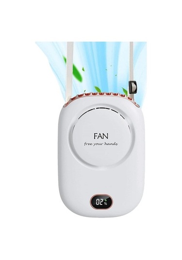 Ayarlanabilir Ipli Ve Braketli Mini Askılı Boyun Fanı 4563 Beyaz - Gümüş