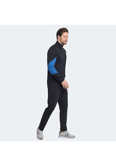 Slazenger RAPID Erkek Fermuarlı Dik Yaka Cepli Lacivert Eşofman Takımı