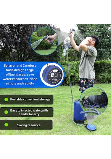 Ayak Pompalı Pvc Basınçlı Duş Hafif Açık Hava Şişme Duş Basınçlı Duş Su Torbası Açık Hava Plaj Kamp Yürüyüş Banyo