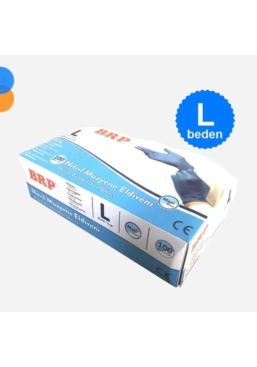 Mavi Muayene Nitril Eldiven Pudrasız Large L 100'lü Kutu