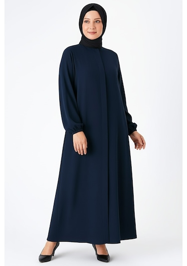 Medine İpeği Mevlana Kesim Cepli Kuşaklı Bol Ferace 4000-lacivert Lacivert