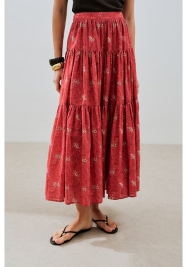 Desenli Pamuklu Katlı Etek Kyra Kyra